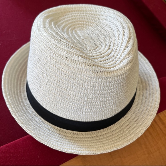 SCALA PRONTO WHITE Straw Fedora round Hat BLACK Hat Band, Beach Travel ONE size - Picture 14 of 14